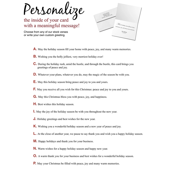 Logo / Personalized Holiday Greeting Cards W/Imprinted Envelopes... from ASI 46719 Corner Lot Marketing Inc / CLMPromotions