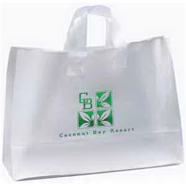 Colorful hi-density frosted plastic bag with fused loop handles.... from ASI 37940 Bag Makers Inc