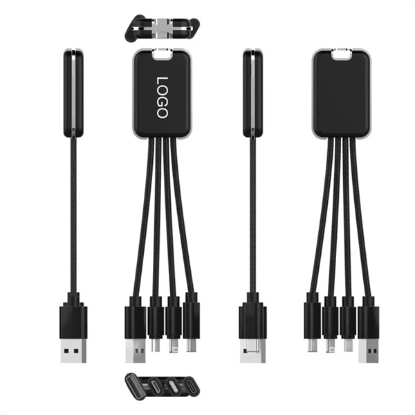 6.11" ABS plastic multi-port charging cable with USB, MicroUSB, Lightning and... from ASI 37218 Athena Promo (tm)