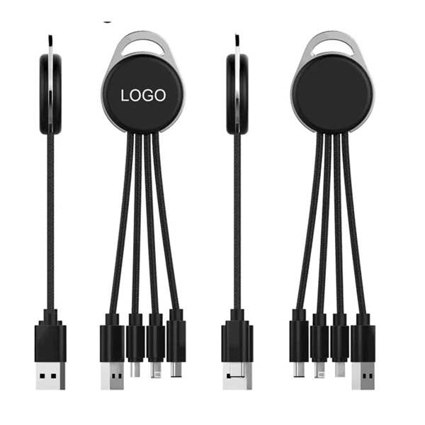 6.11" ABS plastic multi-port charging cable with USB, MicroUSB, Lightning and... from ASI 37218 Athena Promo (tm)