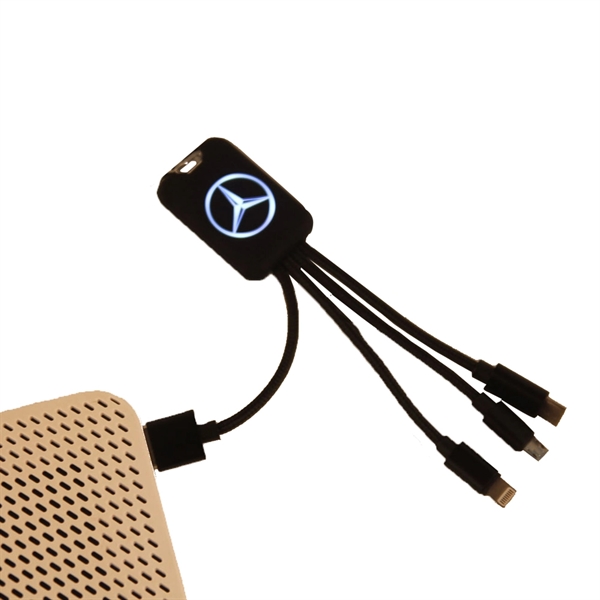 6.11" ABS plastic multi-port charging cable with USB, MicroUSB, Lightning and... from ASI 37218 Athena Promo (tm)