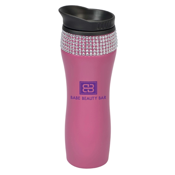 14oz Matte finish tumbler with rhinestone embedded stainless steel body and... from ASI 40544 Binaco / Binaline