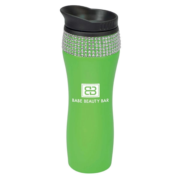 14oz Matte finish tumbler with rhinestone embedded stainless steel body and... from ASI 40544 Binaco / Binaline