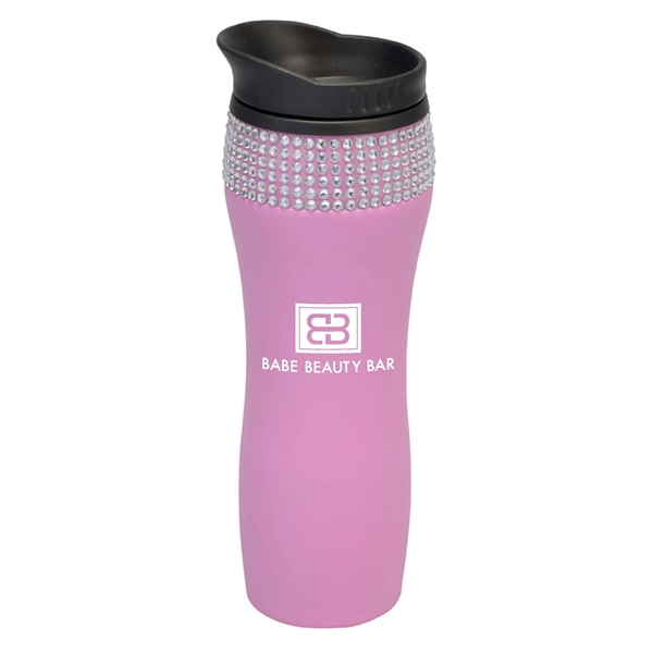 14oz Matte finish tumbler with rhinestone embedded stainless steel body and... from ASI 40544 Binaco / Binaline