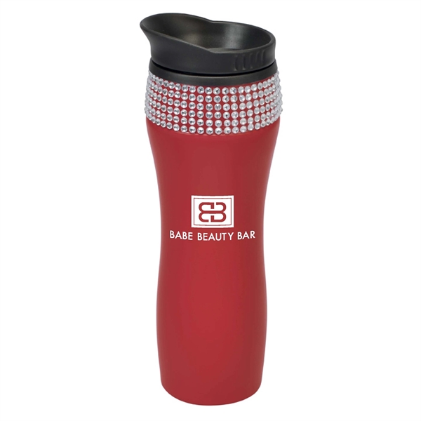 14oz Matte finish tumbler with rhinestone embedded stainless steel body and... from ASI 40544 Binaco / Binaline