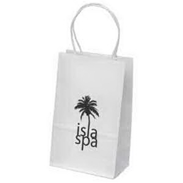 White kraft paper shopper with twisted paper handles and serrated cut... from ASI 37940 Bag Makers Inc