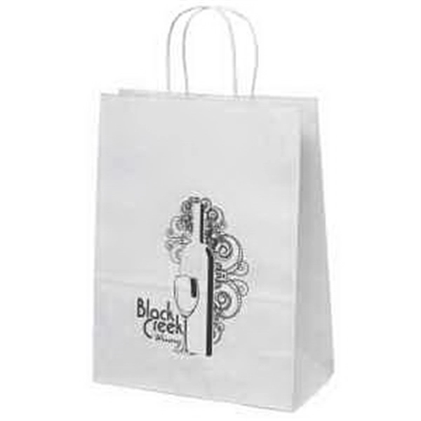 White kraft paper shopper with twisted paper handles and serrated cut... from ASI 37940 Bag Makers Inc