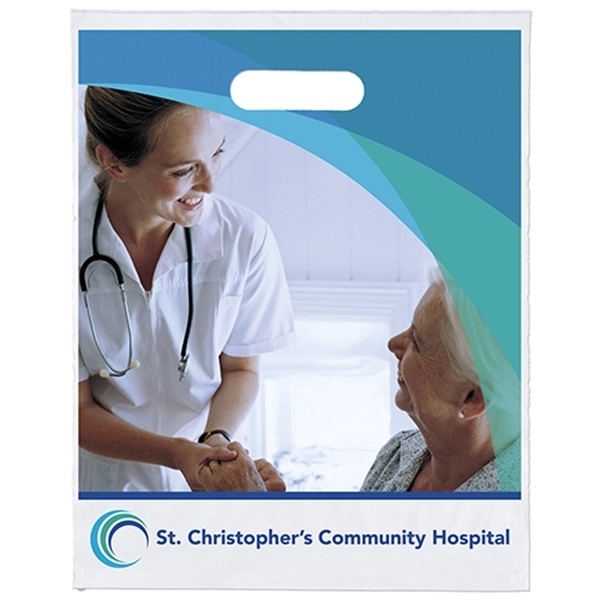 Digital Full-Color Die Cut Handle Plastic Bag with generous imprint area... from ASI 37940 Bag Makers Inc