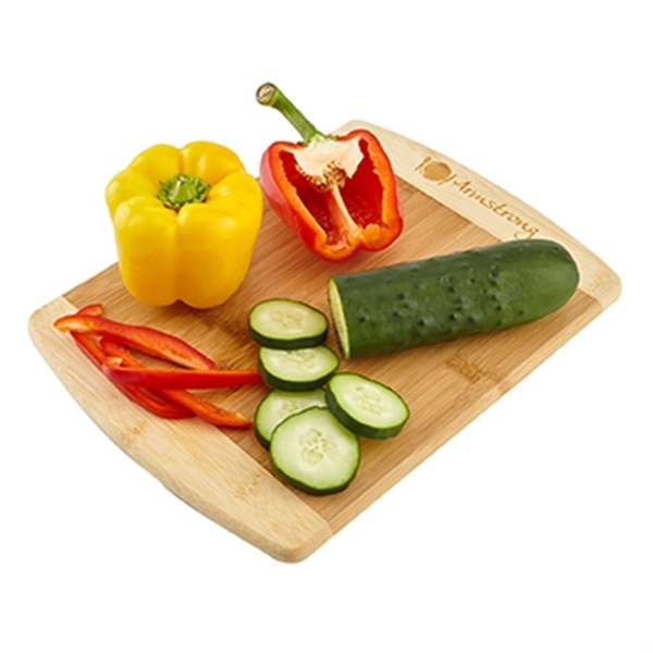 Eco-friendly bamboo cutting board is perfect size for charcuterie use.... from ASI 52840 Evans Manufacturing