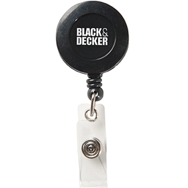 Retractable badge reel holder with 30" nylon cord, snap lock and... from ASI 52840 Evans Manufacturing