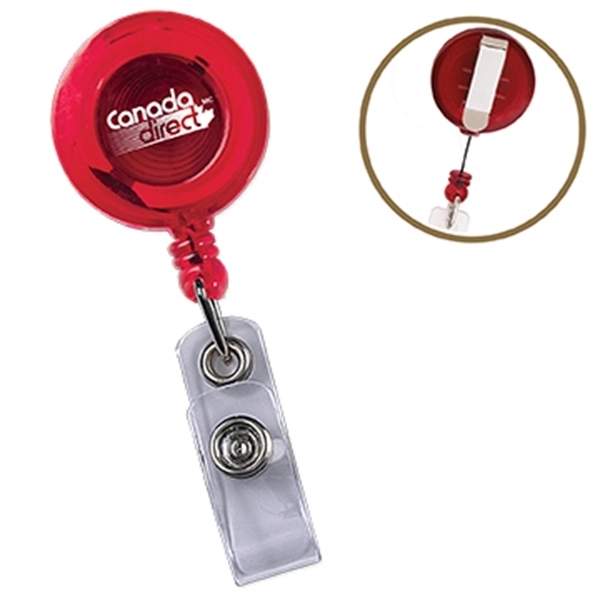 Retractable badge reel holder with 30" nylon cord, snap lock and... from ASI 52840 Evans Manufacturing