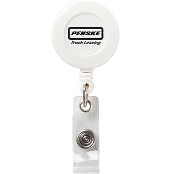 Round retractable badge reel holder with 30" nylon retracting cord, snap... from ASI 52840 Evans Manufacturing