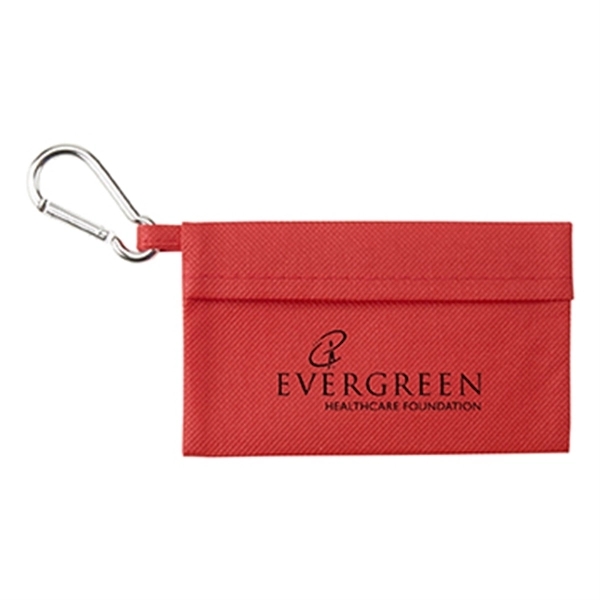 First aid kit with attached carabiner made of non-woven polypropylene containing... from ASI 52840 Evans Manufacturing