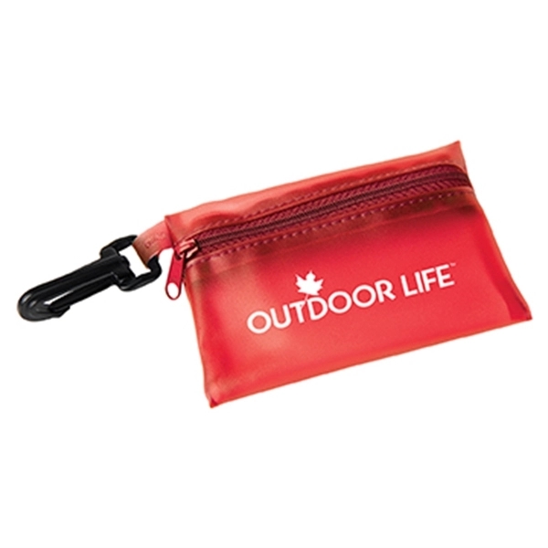 First aid kit vinyl zipper pouch with clip contains latex free... from ASI 52840 Evans Manufacturing