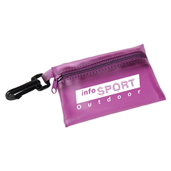 Vinyl pouch mini first aid kit with clip, antiseptic towelettes, bandages,... from ASI 52840 Evans Manufacturing