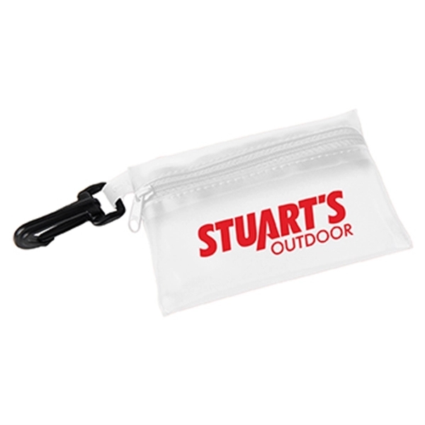 Zippered first aid pouch with carabiner clip holds bandages, antibacterial gel... from ASI 52840 Evans Manufacturing