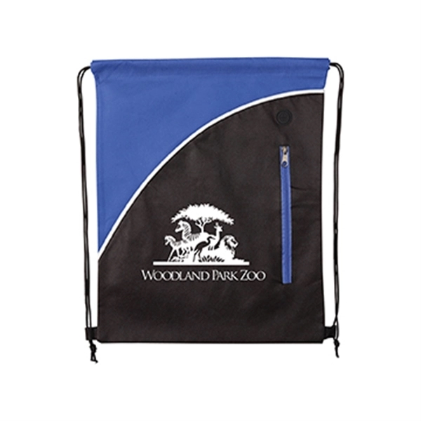 18" x 14" polypropylene non-woven drawstring backpack with zipper compartment and... from ASI 52840 Evans Manufacturing