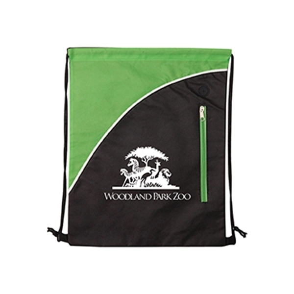 18" x 14" polypropylene non-woven drawstring backpack with zipper compartment and... from ASI 52840 Evans Manufacturing