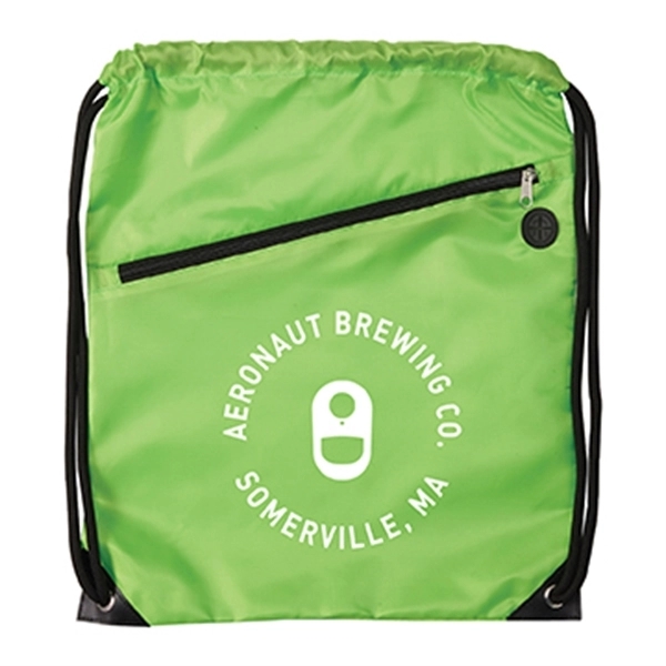 17 1/2" x 14" polyester drawstring sports backpack with a zipper... from ASI 52840 Evans Manufacturing
