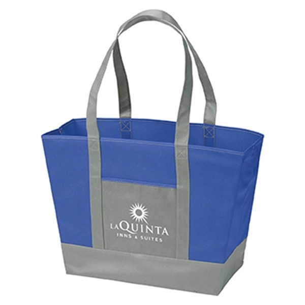 Beach tote made of non-woven polypropylene with 26" handles, front pocket... from ASI 52840 Evans Manufacturing