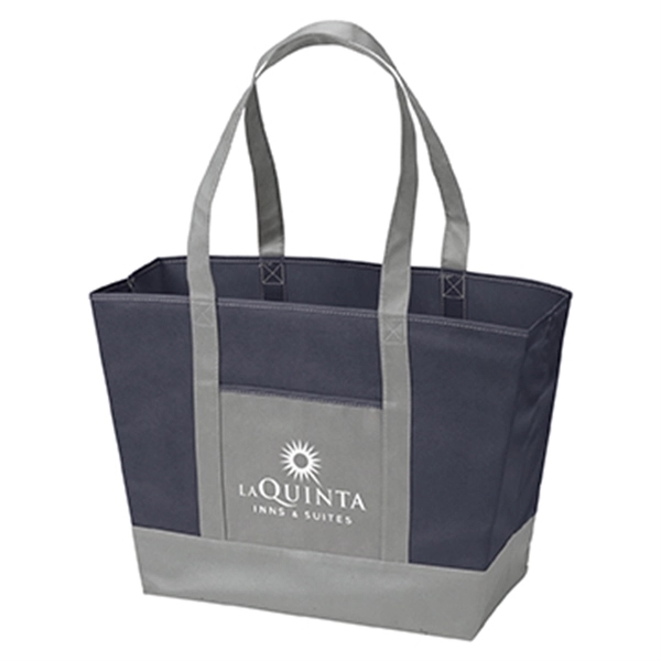 Beach tote made of non-woven polypropylene with 26" handles, front pocket... from ASI 52840 Evans Manufacturing