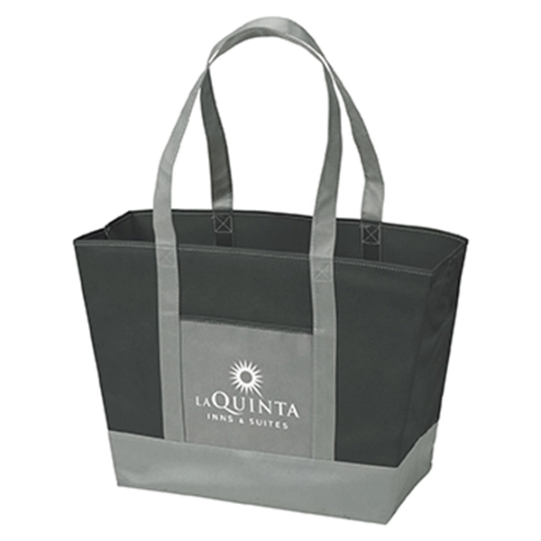 Beach tote made of non-woven polypropylene with 26" handles, front pocket... from ASI 52840 Evans Manufacturing