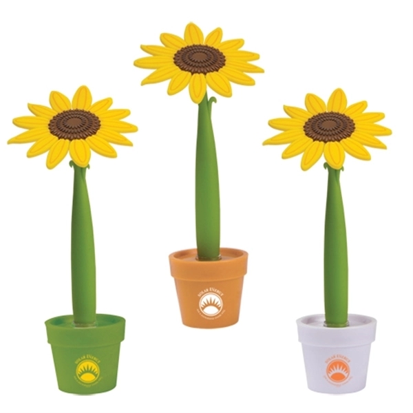 Flower shaped ballpoint pen with recycled plastic pot.... from ASI 62190 Illini