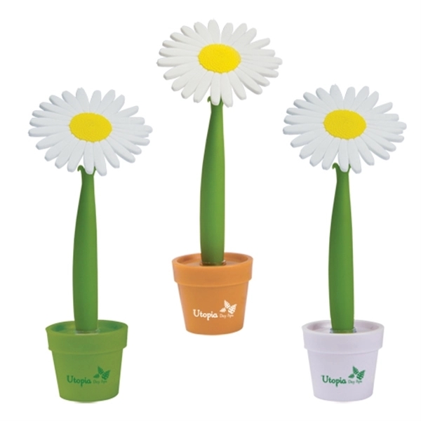Flower shaped ballpoint pen with recycled plastic pot.... from ASI 62190 Illini