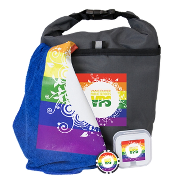 Golf kit with a poker chip ball marker, lunch bag, towel,... from ASI 57653 Gold Bond