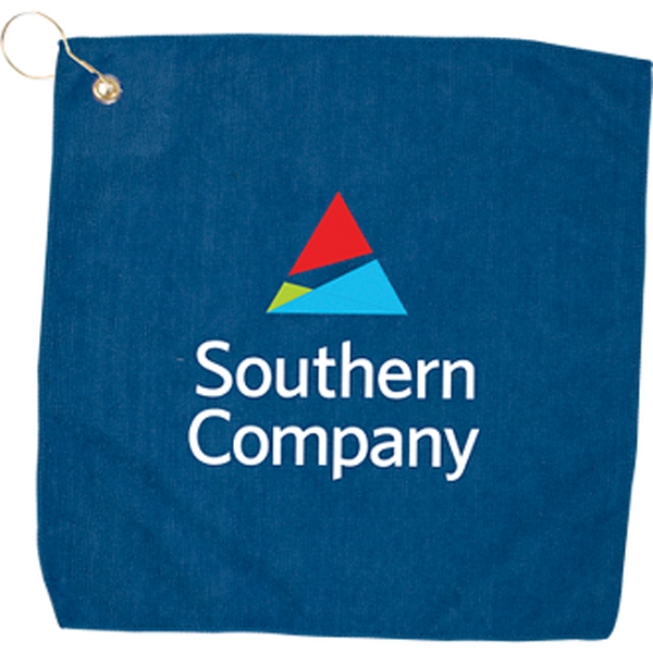 15" x 15" Hemmed Grommet Belt Clip Towel... from ASI 57653 Gold Bond / Gold Bond