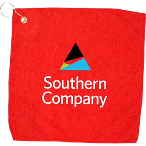 15" x 15" Hemmed Grommet Belt Clip Towel... from ASI 57653 Gold Bond / Gold Bond