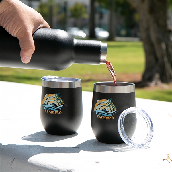 Three-piece wine gift set with two stemless wine tumblers and a... from ASI 88060 Snugz/USA Inc / Sweda®