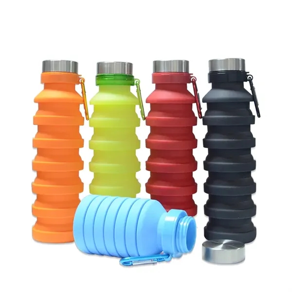 18.6 ounce sports collapsible silicone bottle and carabiner clip plus 1... from ASI 37218 Athena Promo (tm)