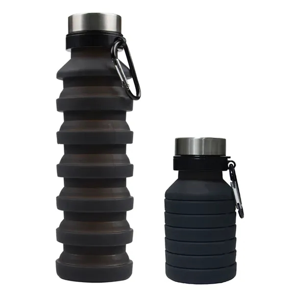 18.6 ounce sports collapsible silicone bottle and carabiner clip plus 1... from ASI 37218 Athena Promo (tm)