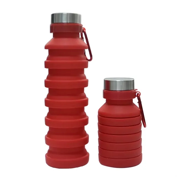 18.6 ounce sports collapsible silicone bottle and carabiner clip plus 1... from ASI 37218 Athena Promo (tm)