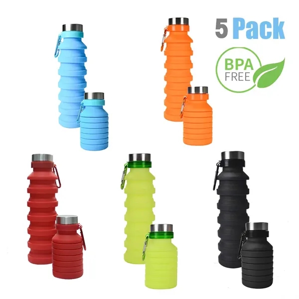 18.6 ounce sports collapsible silicone bottle and carabiner clip plus 1... from ASI 37218 Athena Promo (tm)