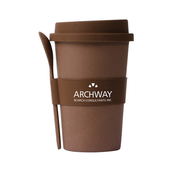 Mug with Silicone Cover. Fully recyclable coffee mug made from bamboo... from ASI 42920 Busrel Inc / Busrel