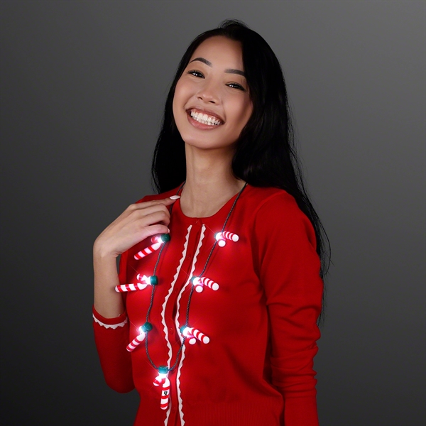 Candy Cane Lights Christmas Party Necklace; Blank and Imprinted Pricing... from ASI 34194 ALightPromos