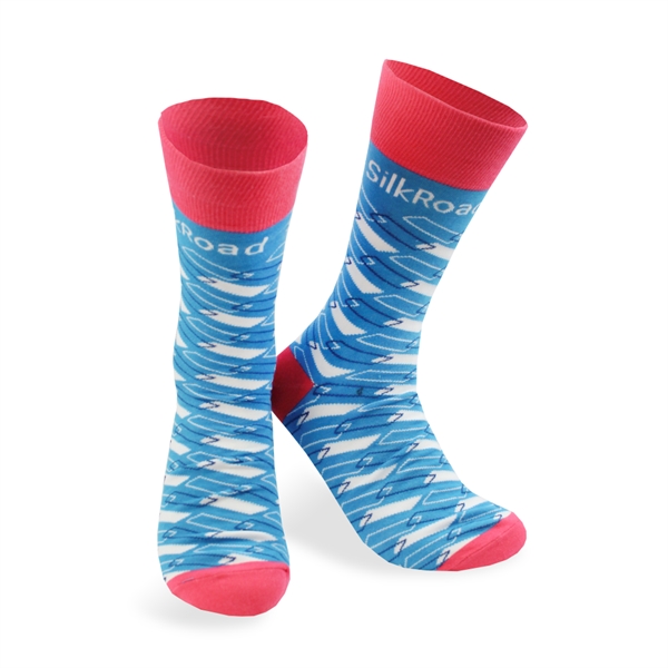 One pair of one size fits all socks with woven-in, jacquard... from ASI 45657 Pop! Promos