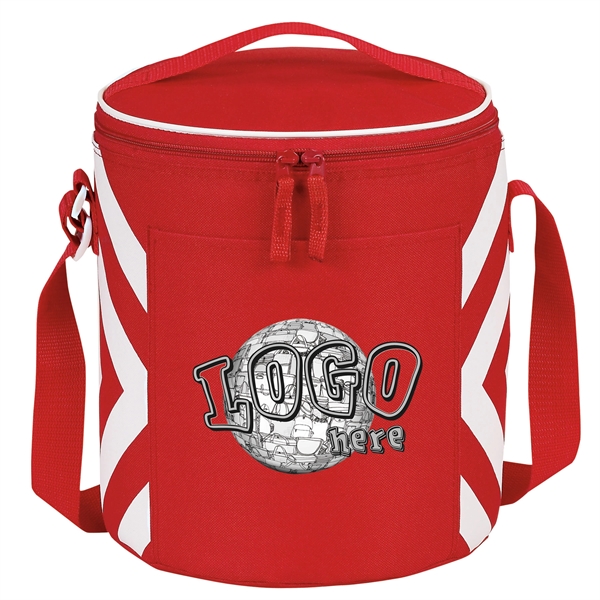 12-pack round cooler with insulated heat-sealed PEVA lining, zippered main compartment,... from ASI 46420 Continental Mkting Svc Inc / CMBags