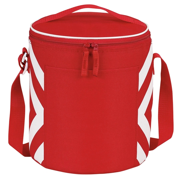 12-pack round cooler with insulated heat-sealed PEVA lining, zippered main compartment,... from ASI 46420 Continental Mkting Svc Inc / CMBags