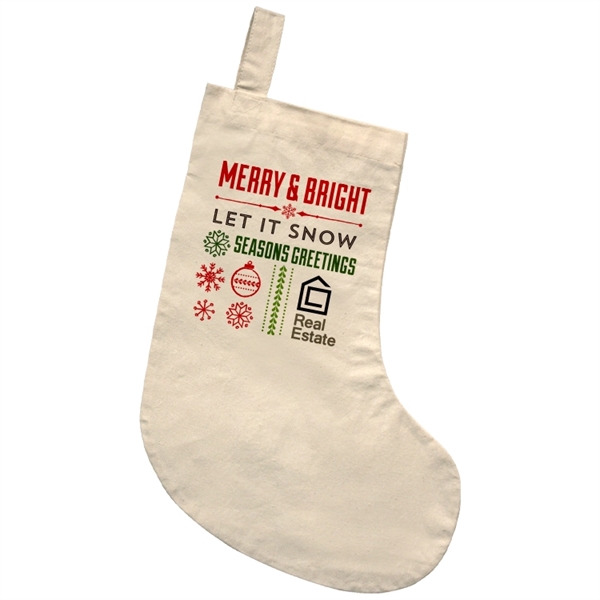 Cotton holiday stocking ready for custom printed or personalized branding-ideal for... from ASI 67557 LimeLight Ent