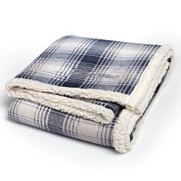 Reversible throw blanket with plaid on one side and faux lambswool... from ASI 73520 Neet Feet / Kanata Blanket