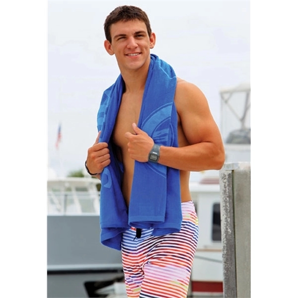 Mid-weight colored beach towel made of 100% cotton that measures 35"... from ASI 79750 Pro Towels