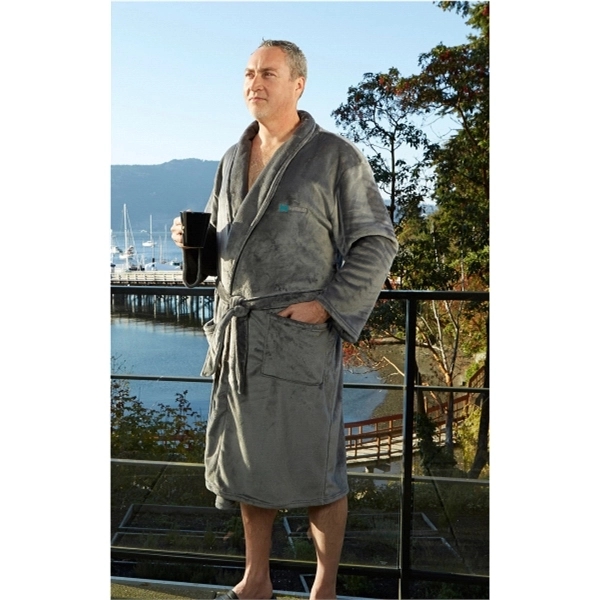 Super soft polyester unisex lounging robe with shawl collar, patch pockets... from ASI 73520 Neet Feet / Kanata Blanket