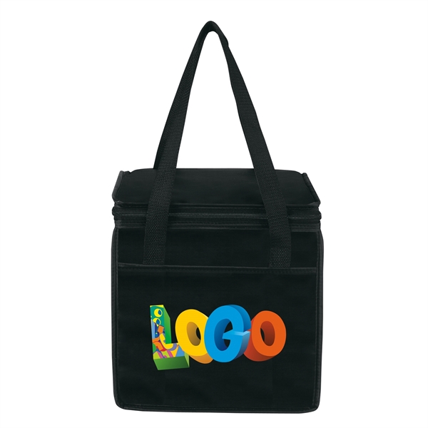 Square shaped cooler with front sleeve pocket, zipper top, foam insulation... from ASI 46420 Continental Mkting Svc Inc / CMBags