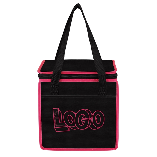 Square shaped cooler with front sleeve pocket, zipper top, foam insulation... from ASI 46420 Continental Mkting Svc Inc / CMBags