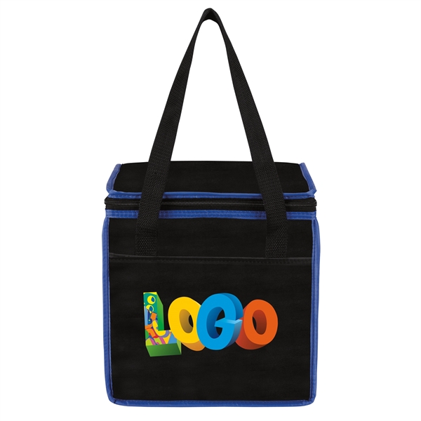 Square shaped cooler with front sleeve pocket, zipper top, foam insulation... from ASI 46420 Continental Mkting Svc Inc / CMBags