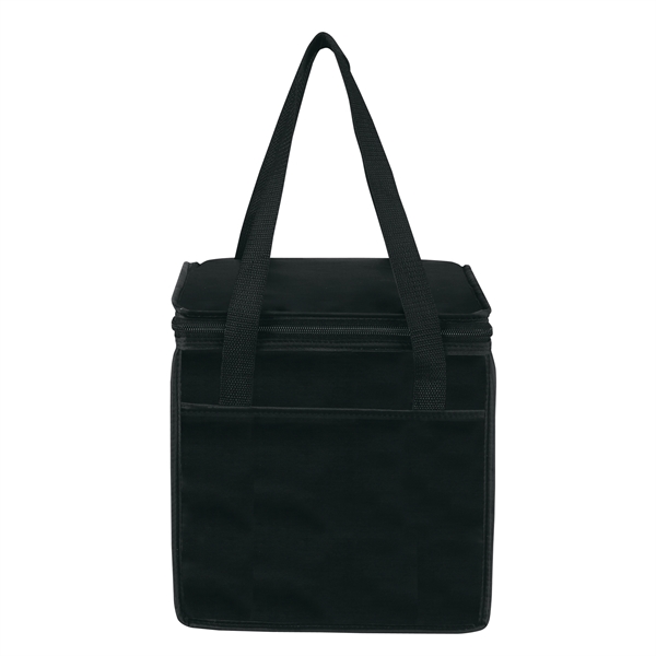 Square shaped cooler with front sleeve pocket, zipper top, foam insulation... from ASI 46420 Continental Mkting Svc Inc / CMBags