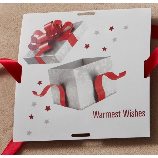 Pre-printed themed card with ribbon wrapped around four edges of an... from ASI 73520 Neet Feet / Kanata Blanket